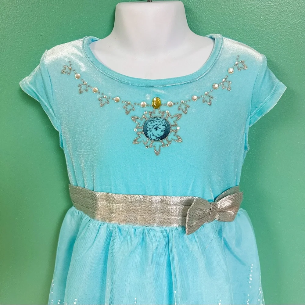Disney x Jumping Beans Blue Velvet Tulle Skirt Frozen Elsa Formal Dress Size 5